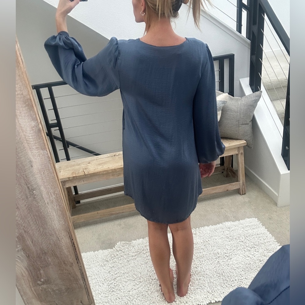 Sage & Paige Passion Fusion Blue Long Sleeve Loose Fit Mini Dress | Size M - Picture 7 of 12